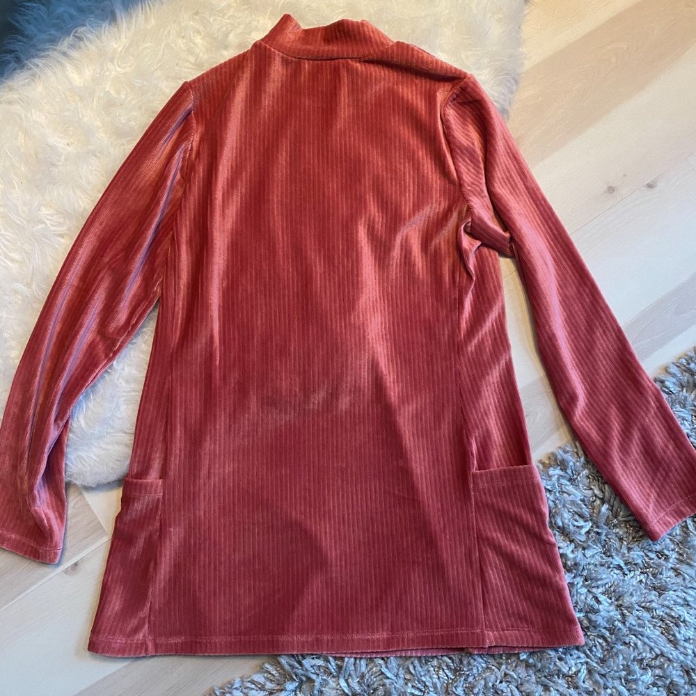 Susan Graver Rusty Rose Velvet Ribbed Shift Dress - Picture 6 of 6